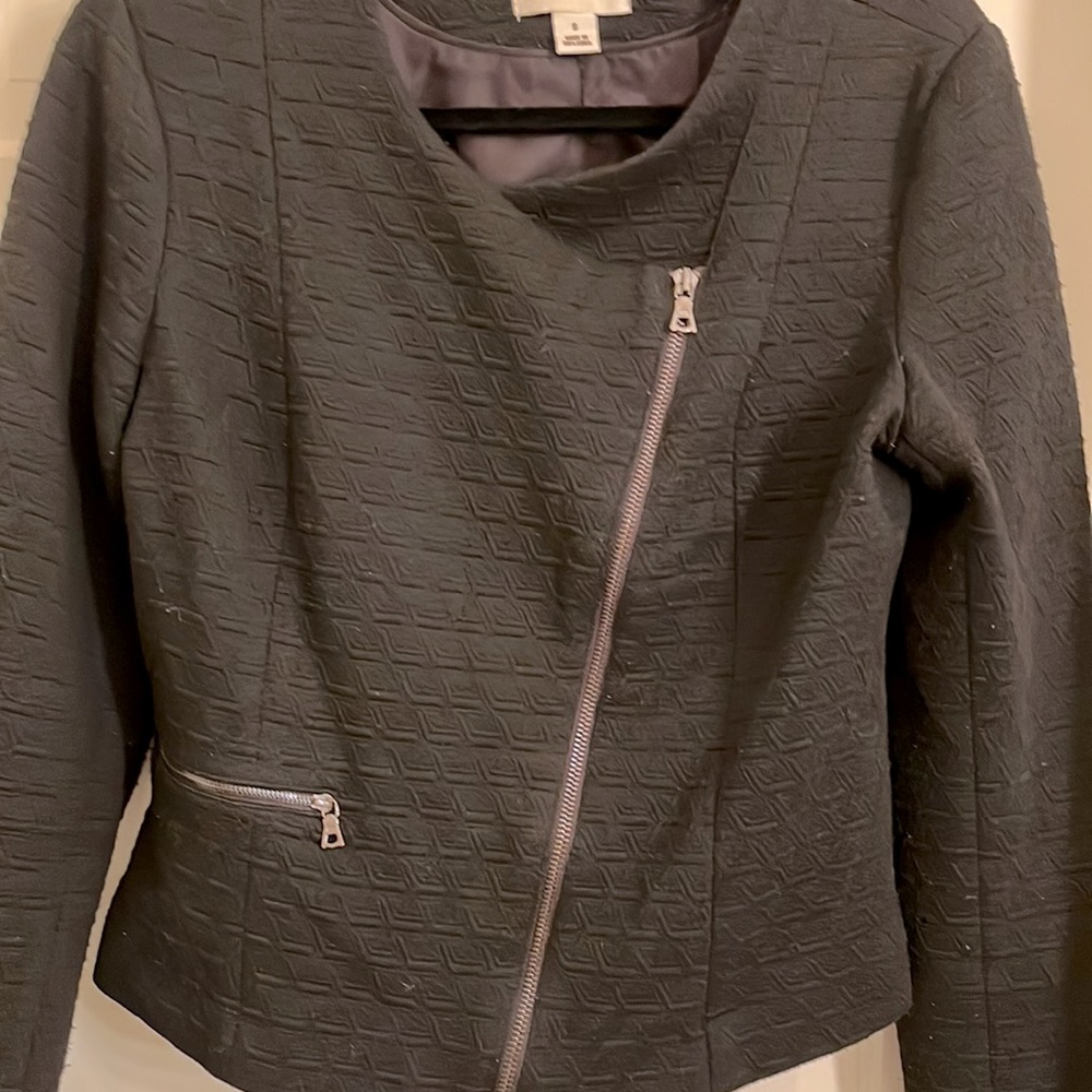 Black Knit Moto Style Jacket/Blazer SzS